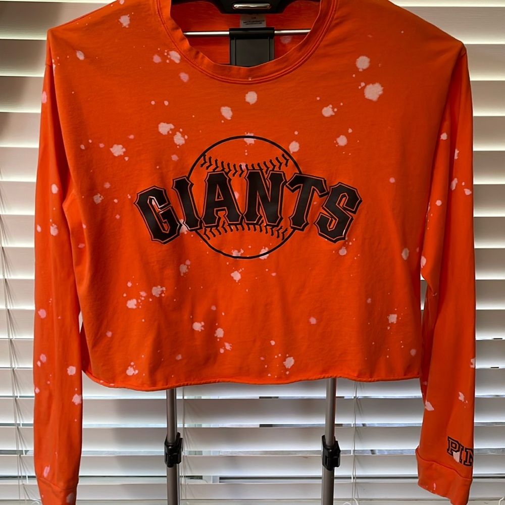PINK Victoria's Secret Orange Giants Long Sleeve Crop Top